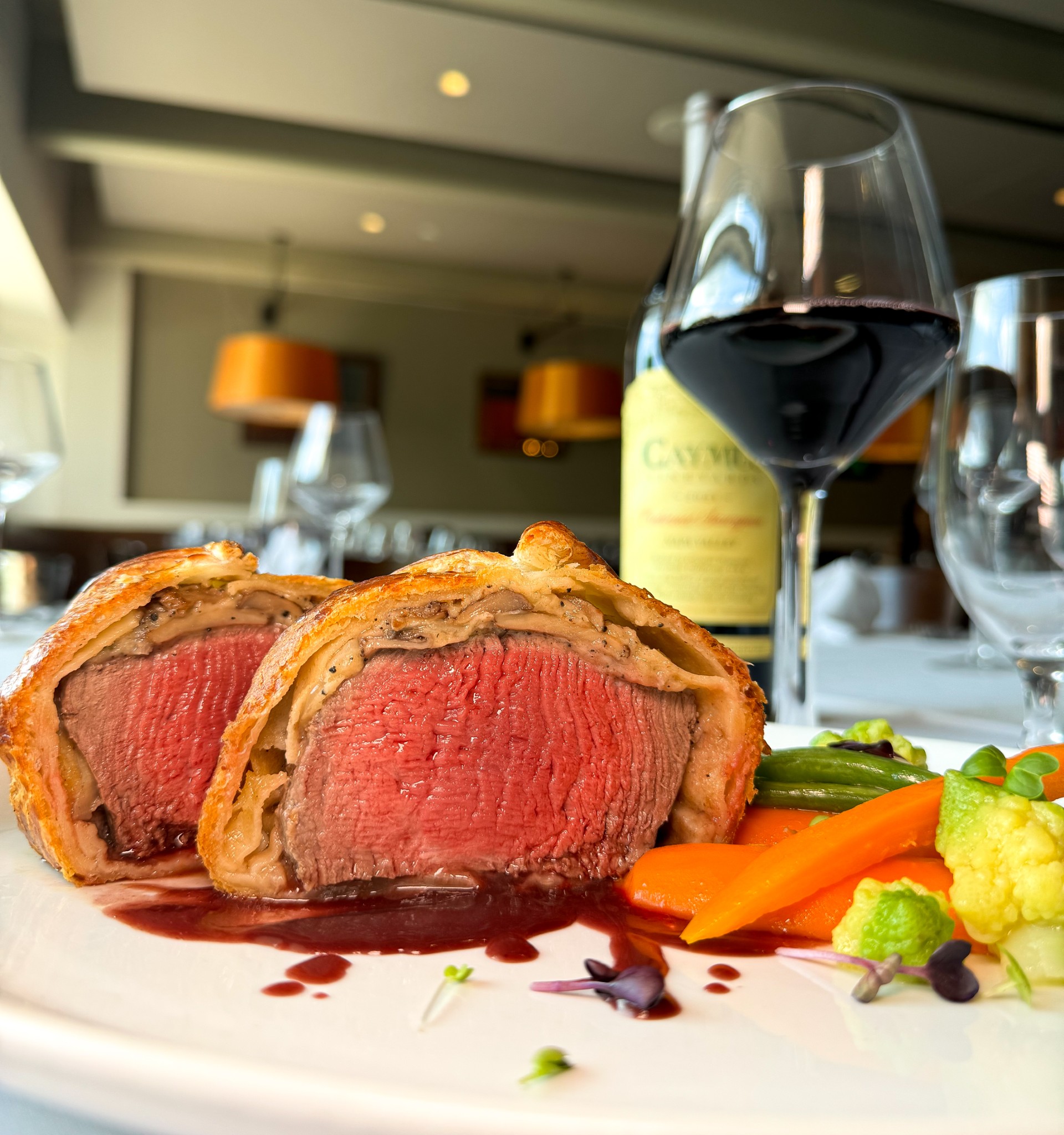 Beef Wellington cut open