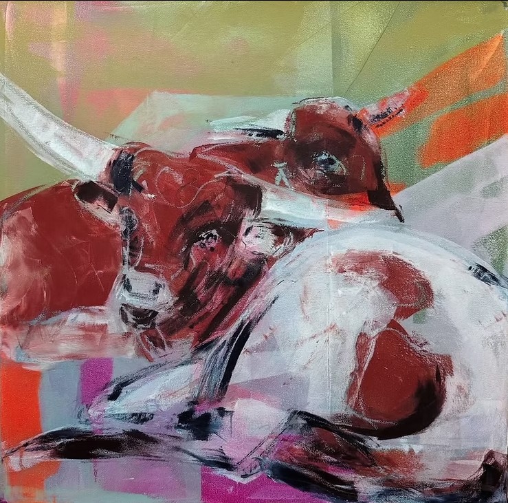 Lounging Longhorns by Melinda Buie